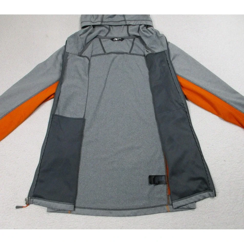 The North Face Jacket Mens‎ Medium Gray Orange Hooded Softshell Full Zip Hiking